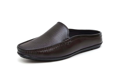 Men's Genuine Leather Back Open Loafers Shoes (Size-UK-6 (Color-BROWN)