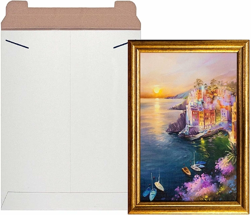 Pack of 10 White Tab Lock Mailers 11 x 13 1/2 Rigid Paperboard mailers