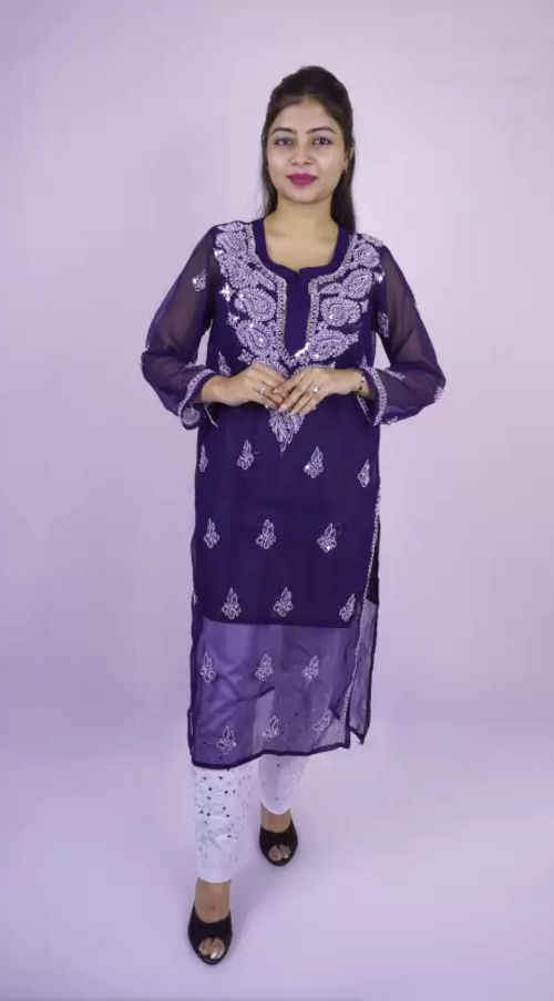 Women Self Design Georgette A-line Kurta