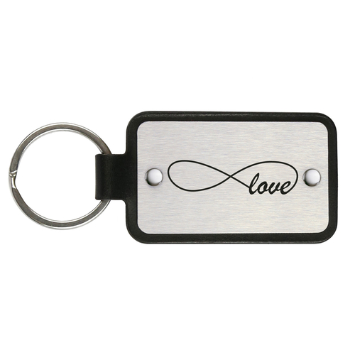 Leather keychain with stainless steel plate – Love