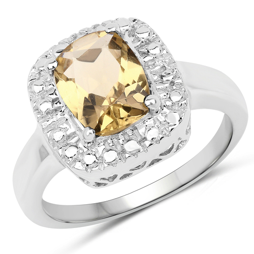 1.90 Carat Genuine Champagne Quartz .925 Sterling Silver Ring
