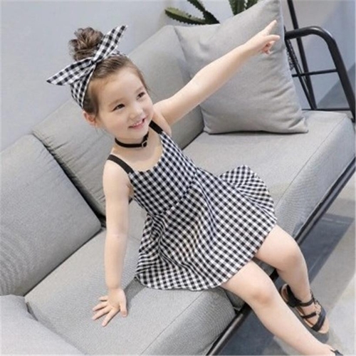 New Girl's checked sleeveless of princess