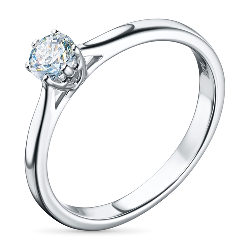 14K White Gold Ring with 1 Round-Cut Lab-Created Diamond 0.366 CT.TW