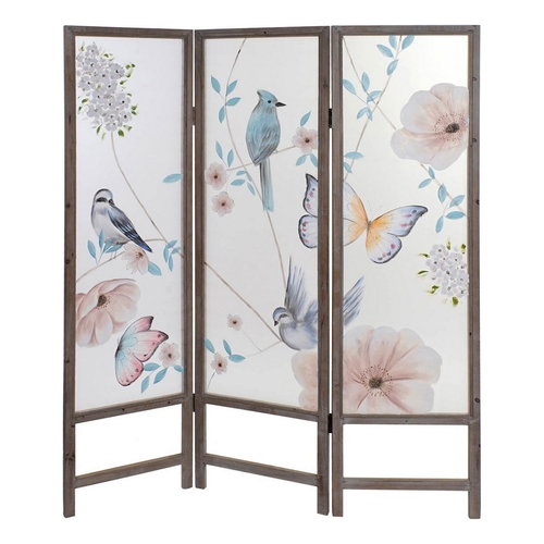 Folding screen DKD Home Decor Wood Nylon (150 x 2 x 180 cm)