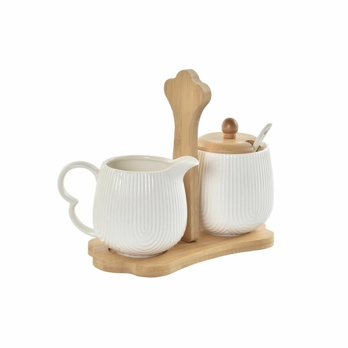 Milk jug and sugar bowl DKD Home Decor 19,5 x 7,5 x 17,5 cm Natural