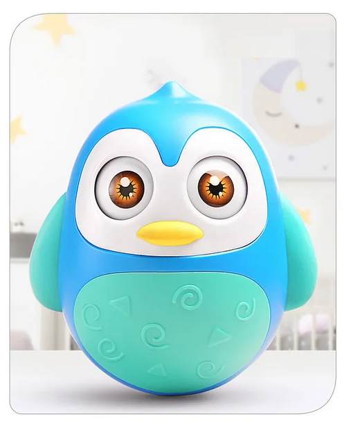 Penguin Musical Push and Shake Eye Blinking Red Roly Poly BLUE & SEA