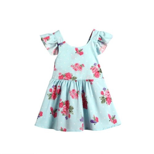 Baby Kids Girls Bowknot Tulle Floral Dress Babies