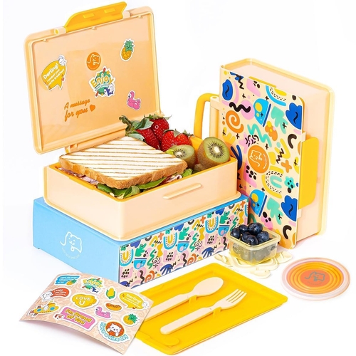 HALLWAY STORIES Bento Lunch Box for Kids   BPA Free Leak Proof Lunch