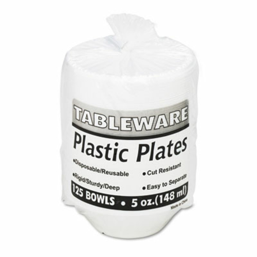 Tablemate 5244WH Plastic Dinnerware  Bowls  Five Ounces  White  125 pe