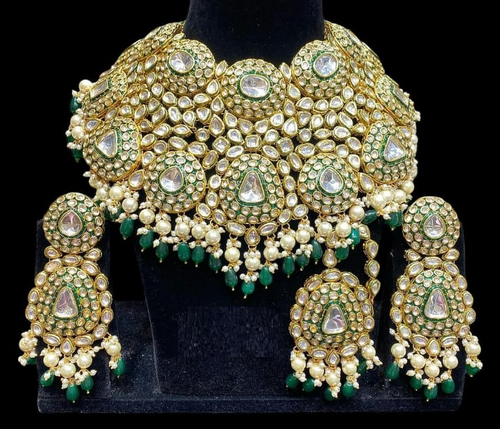 Alloy Gold-plated Green Jewel Set