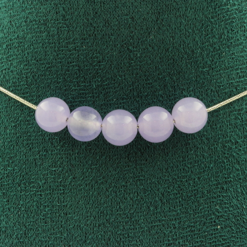 Lavender Chalcedony 5 beads 8 mm necklace.