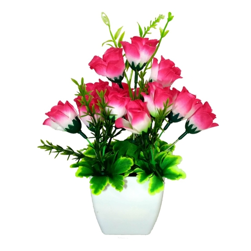 Bonsai pot with Artificial Plastic Flower (1