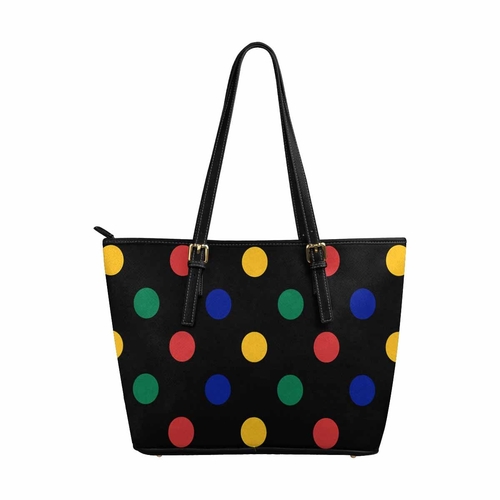 Large Leather Tote Shoulder Bag - Bohemian Multicolor Illustration