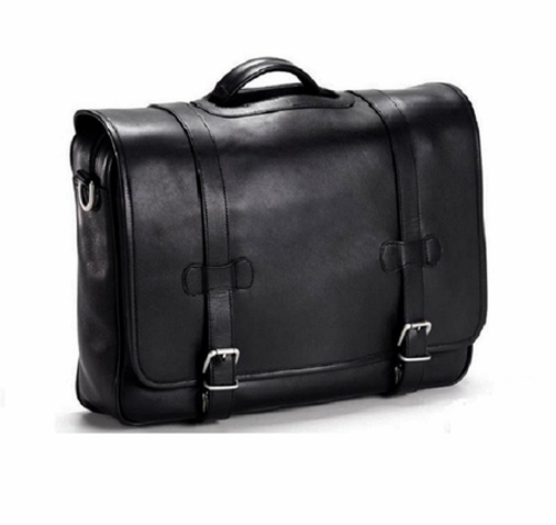 Bullet Blocker BBBCFPQQQQ Bulletproof Leather Flap Briefcase - Black
