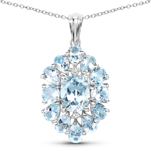 10.06 Carat Genuine Blue Topaz .925 Sterling Silver Pendant