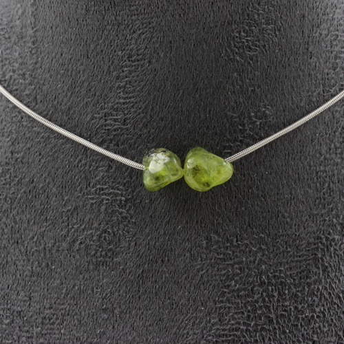 Peridot from Myanmar (Burma) 2 beads necklace. 