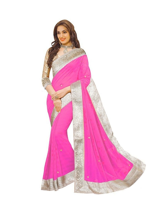 Pink Color Chiffon  Saree