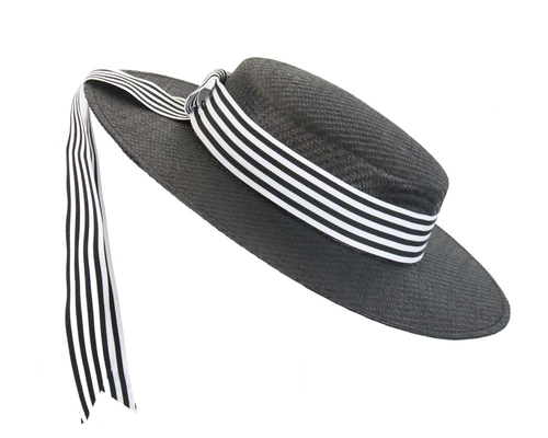 Black boater hat