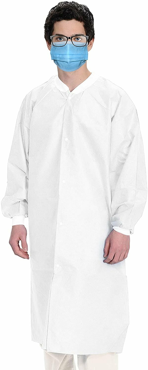 White Static Dissipative Frock X-Large Pack of 10 Polyethylene and