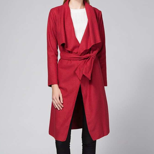  Thin Solid Wool Blend Long Trench Coat