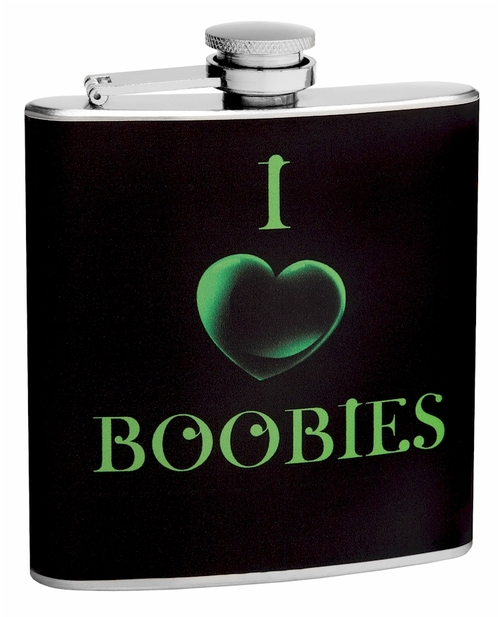 6oz I Heart Boobies Hip Flask