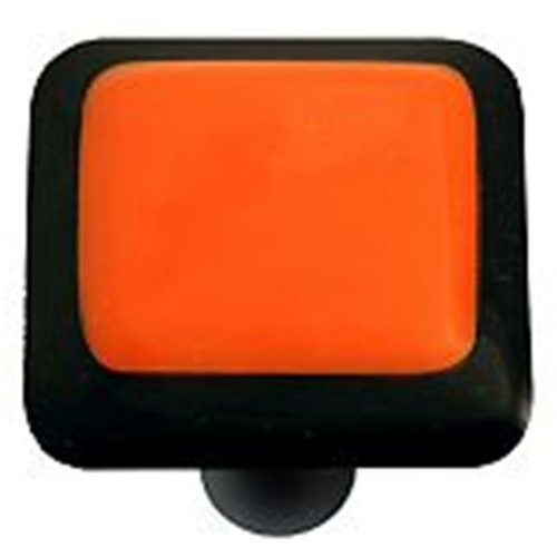 Hot Knobs HK5002-KB Black Border with Opal Orange Square Glass Cabinet
