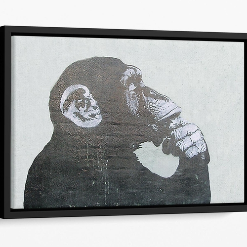 Banksy The Thinker Monkey Floating Framed Canvas