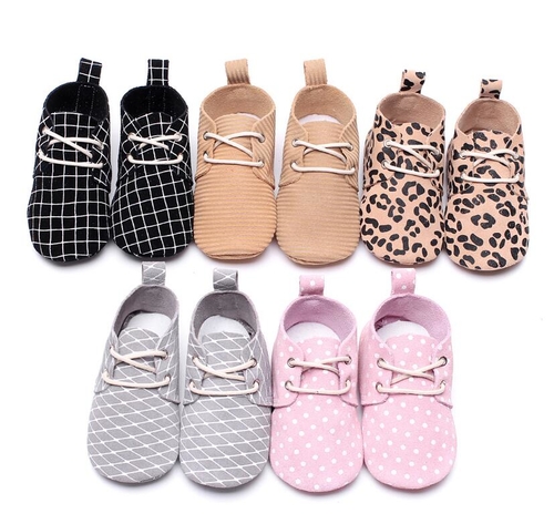 New Leopard Genuine Leather Lace Up Newborn Baby