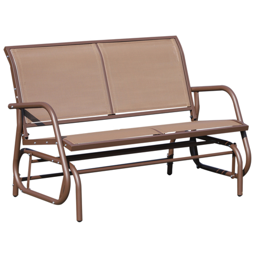 Outsunny Patio Double Glider Outdoor Steel Sling Fabric Bench Swing