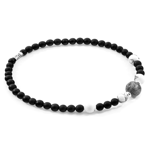 Onyx, Howlilte and Jasper Frederick Silver and Stone SKINNY Bracelet