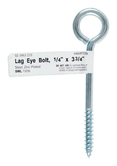 Hampton 02-3463-233 Lag Screw Eye Bolt  0.25 x 0.75 in. - pack of 10