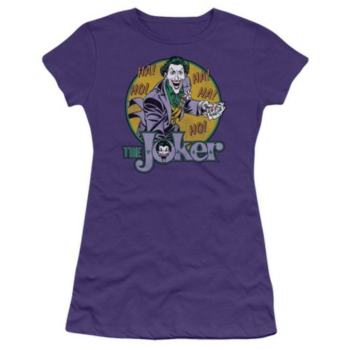 Trevco Dc-The Joker - Short Sleeve Junior Sheer Tee - Purple- Extra La