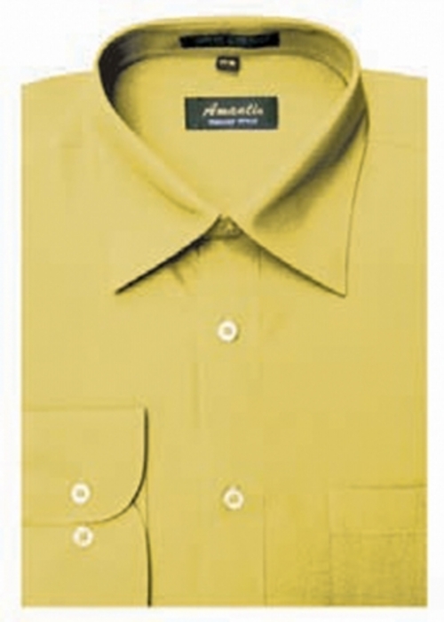 Amanti CL1019-22x36-37 Amanti Mens Wrinkle Free Mustard Dress Shirt - 