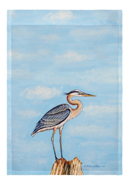 Betsy Drake FL627 Blue Heron on Stump Flag - 12.5 x 18 in.