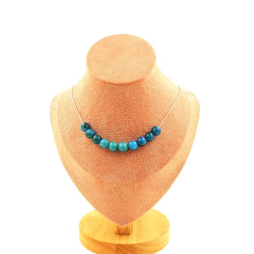 Apatite 10 beads 8 mm necklace.