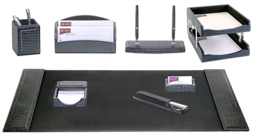 Dacasso D2220 Crocodile Embossed 10-Piece Desk Set