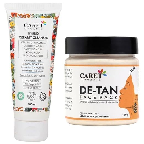 Organic Hybrid Creamy Cleanser Facewash And DeTan FacePack For Tan