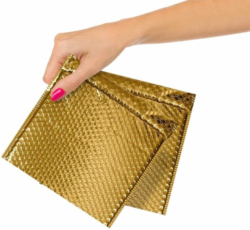 Metallic Gold Bubble Mailers 6 x 6.25, Poly Padded Envelopes Pack of