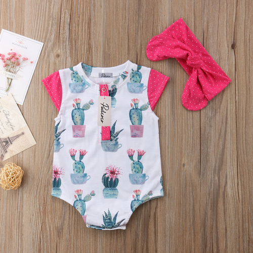 Newborn Baby Girls Cactus Printing One piece