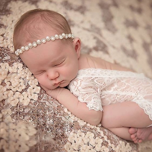 Sparkling Pearls Baby Head Band Elastic Newborn