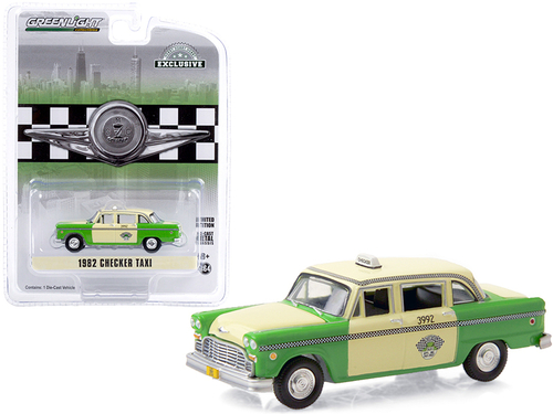 1982 Checker Taxi Green and Yellow \Checker Taxi Affl Inc.\" Chicago