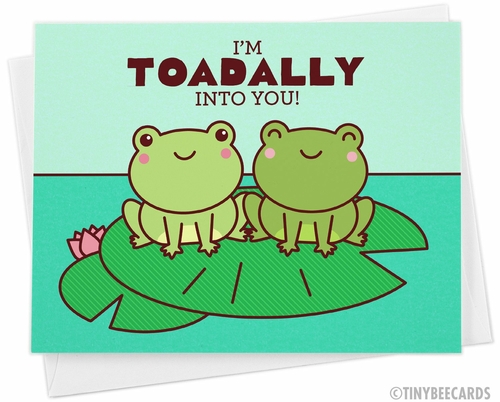 Cute Frog Love Card "I'm Toadally Into You"