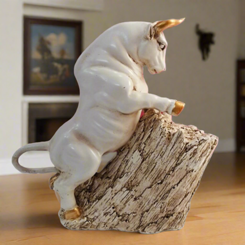 ALiLa Bull with Log Statue Showpiece Idol for Gifting & Home