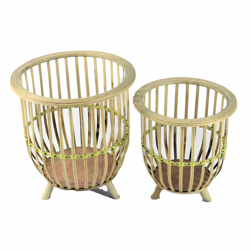 Set of Planters DKD Home Decor 35 x 35 x 37 cm Natural Light brown