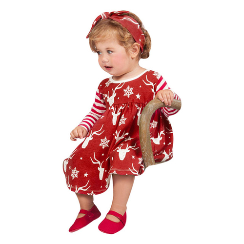 Newborn Infant Baby Girls dress Christmas  Deer
