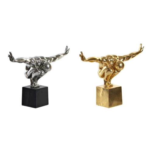 Decorative Figure DKD Home Decor 38 x 15 x 26 cm Silver Golden Men (2