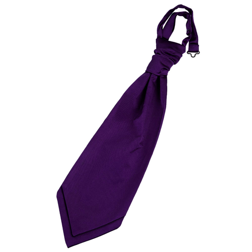 Plain Satin Pre-Tied Ruche Cravat - Purple