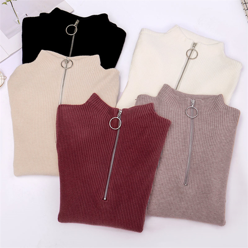 Korean Knitted Women Sweater Pullovers Turtleneck