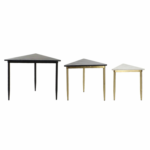 Set of 3 small tables DKD Home Decor White Black Green Golden 68 x