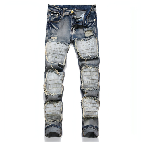 Main RawEdge™ – Distressed Patchwork Slim Jeans image